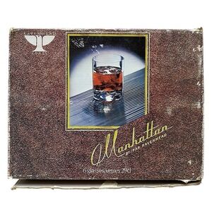 Vintage Manhattan By Ravenhead‎ Glass Whiskey Glasses 9.8 oz. Set of 6 Drinkware